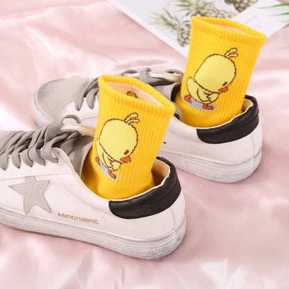 Unisex Cute Cartoon Dancing Yellow Duck Socks