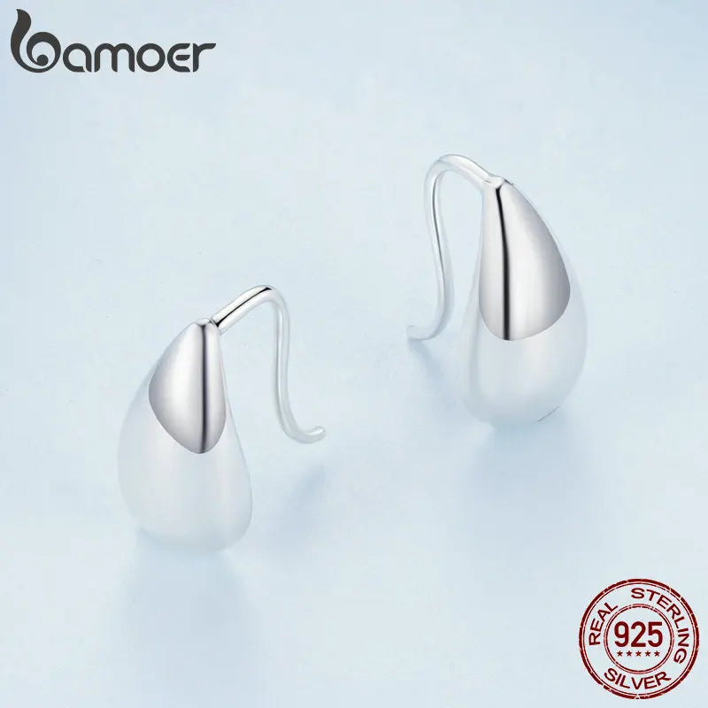 925 Sterling Silver Glossy Waterdrop Earrings for Women