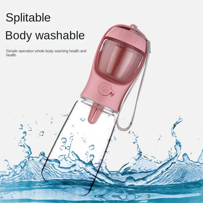 Portable Pet Water Bottle with Food Dispenser