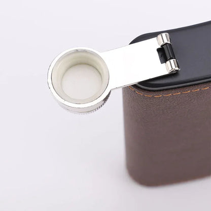 Portable Leather-Covered Stainless Steel Hip Flask – 6/8oz