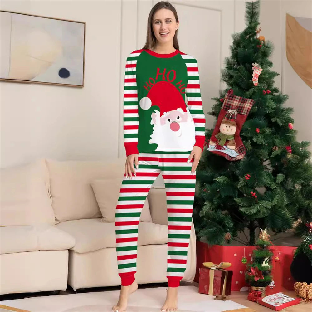 Christmas Family Matching Pajamas Set - Striped Santa Claus Sleepwear for All