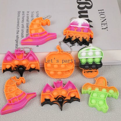 5 Pcs Halloween Fidget Pendant Toys - Ghost, Skull, Pumpkin