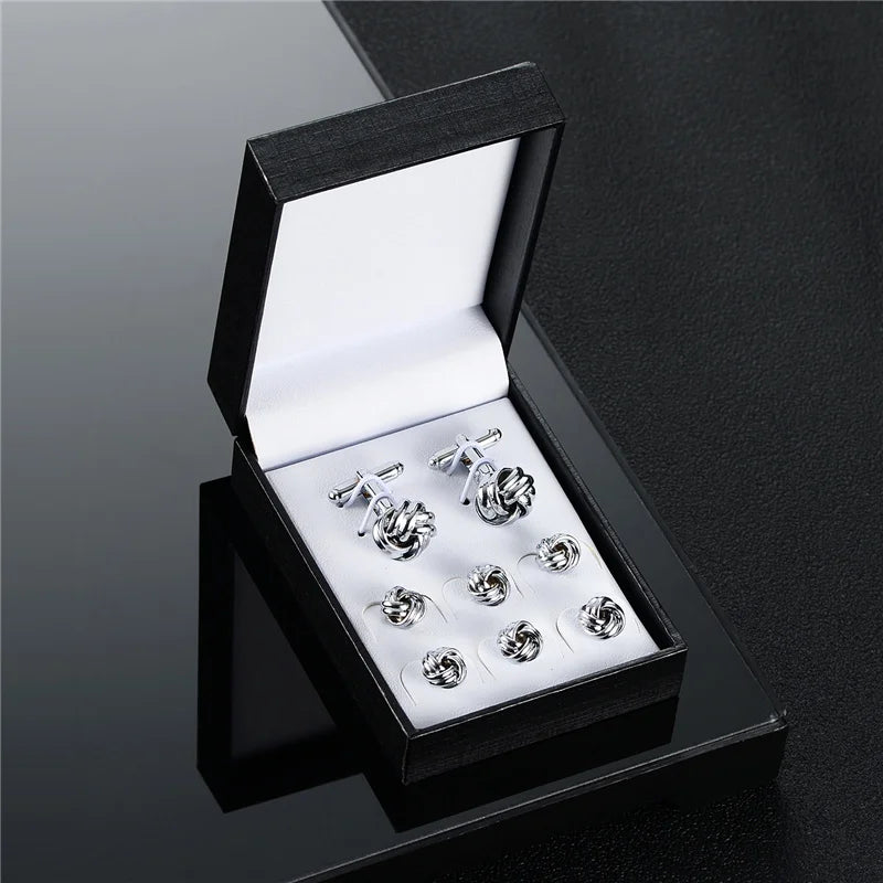 Luxury Men's Cufflinks Set with Gift Box – Vintage Designer Shirt Studs