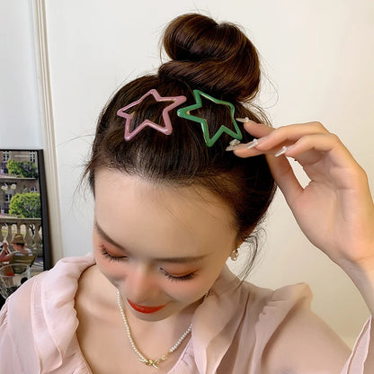 5 Pcs Hollowed Star Hair Clips – Sweet Star Snap Hairpins for Girls