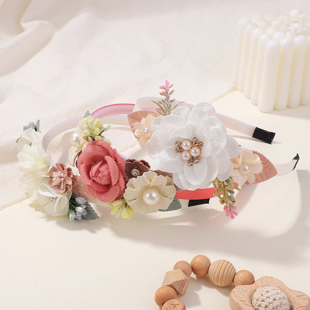 Handmade Flower Girls Headbands | Pearl & Feather Wedding Crown