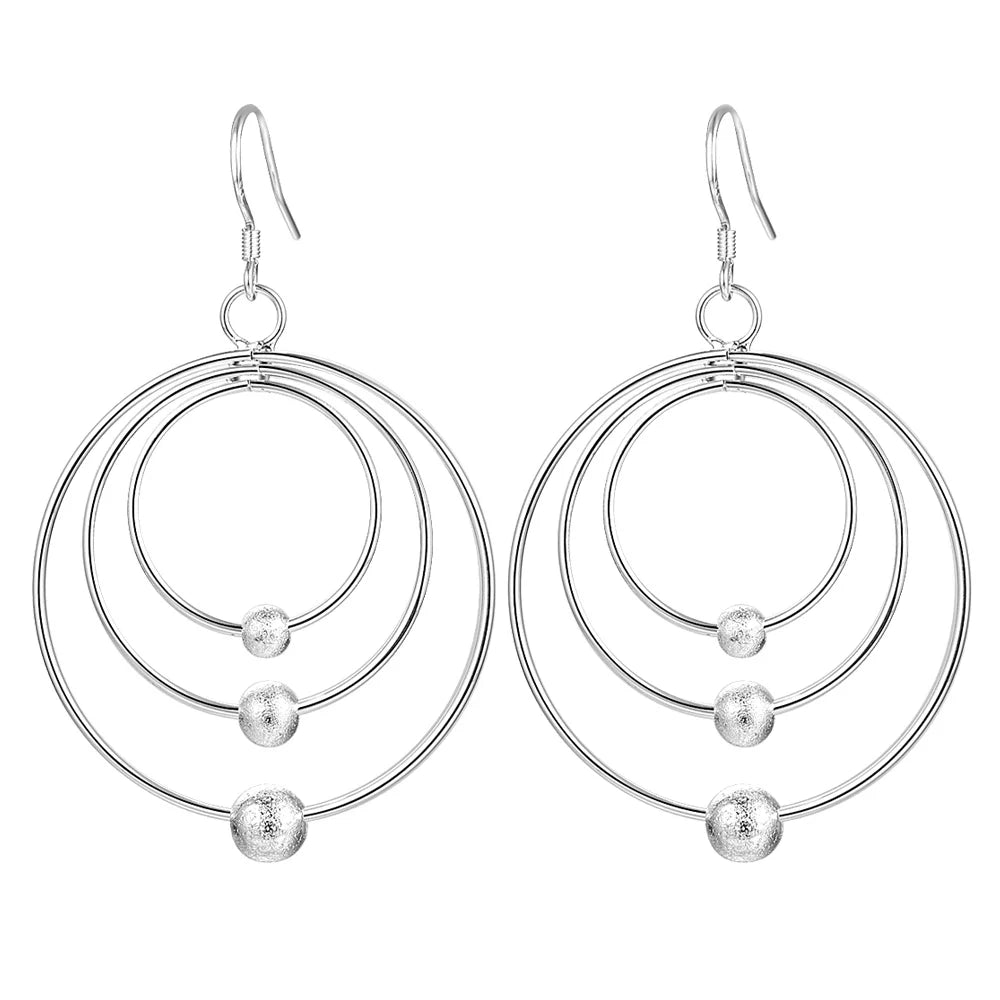 100% 925 Sterling Silver Earrings for Women | Three Circle Beads