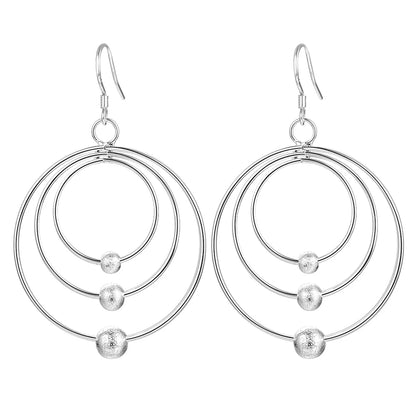 100% 925 Sterling Silver Earrings for Women | Three Circle Beads