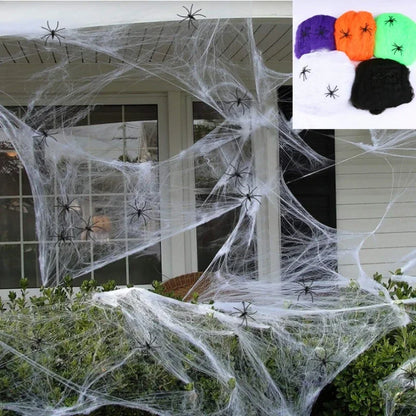 1 pc Halloween Elastic Spider Web with Spider Decor