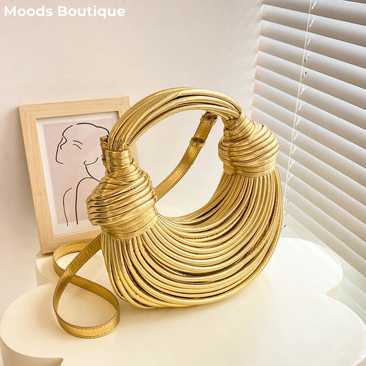 Golden Noodle Knot Clutch Bag for Women