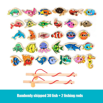 Wooden Magnetic Fishing Game – Cartoon Marine Life for Kids