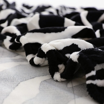 Cow Pattern Milk Velvet Flannel Fitted Sheet | Soft Elastic Mattress Cover