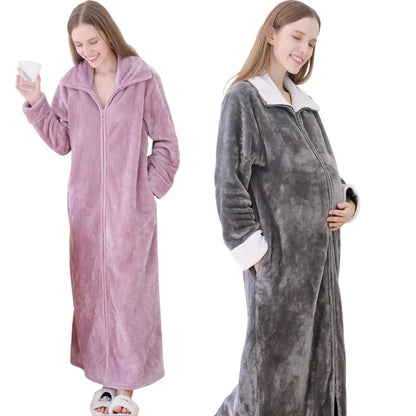 Ultra Long Plus Size Thick Winter Bathrobe for Women – Cozy Flannel