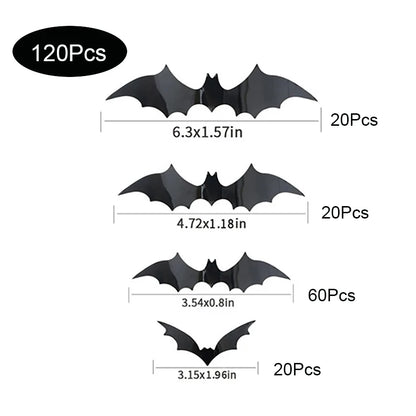 Halloween Bat Decorations | Black PVC Bat Wall Stickers