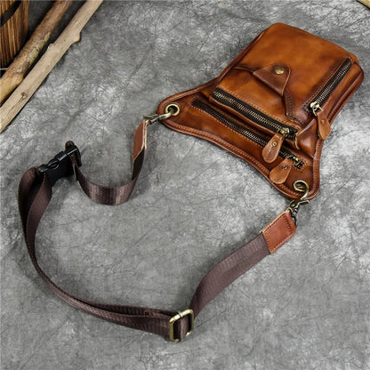 High-Quality Men's Genuine Leather Crossbody Waist Bag