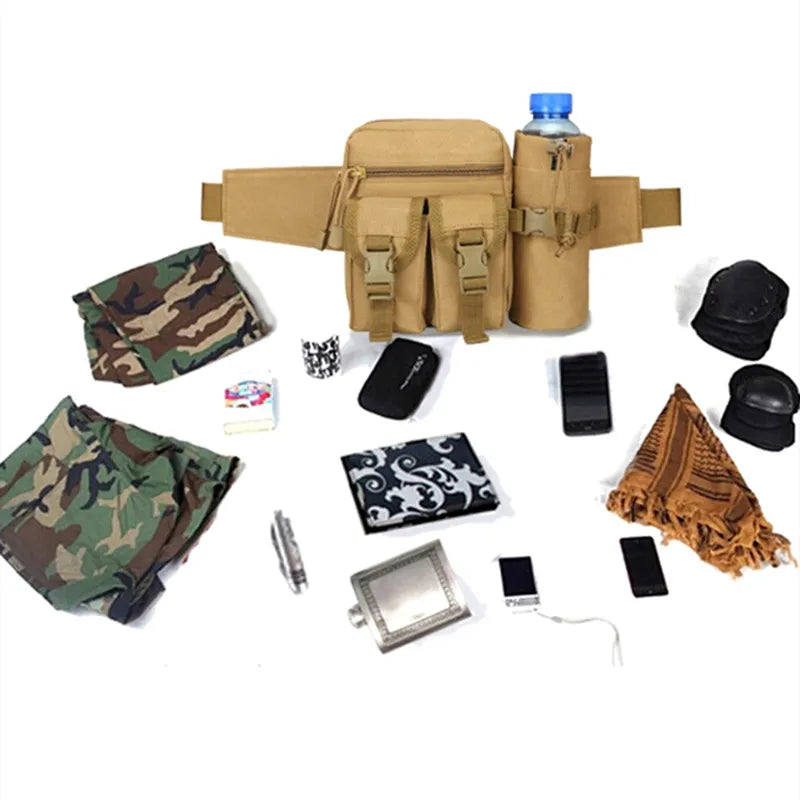 New Tactical Waist Pack | Nylon Hiking Water Bottle & Phone Bag