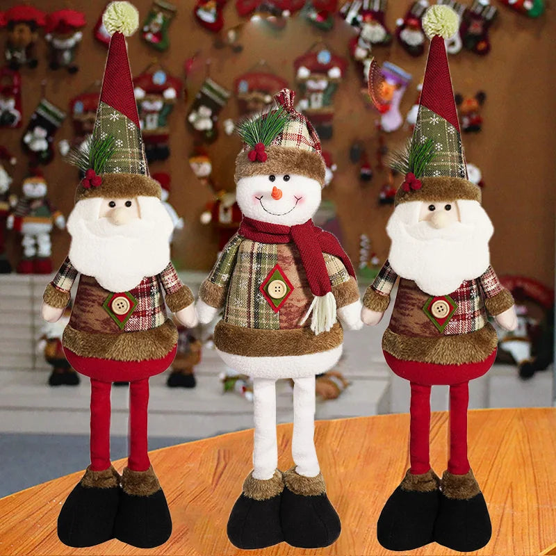 Christmas Santa, Snowman & Reindeer Plush Dolls - Table & Mantel Decorations