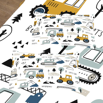 Cartoon Car Kids Comforter Set | Construction Trucks & Excavator Bedding