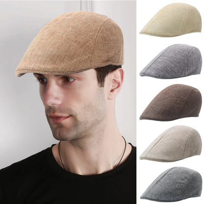 Men's Cotton Plaid Berets Caps