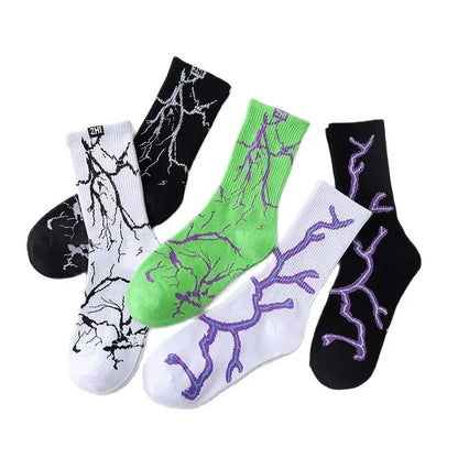 Lightning Print Sport Middle Tube Socks For Men