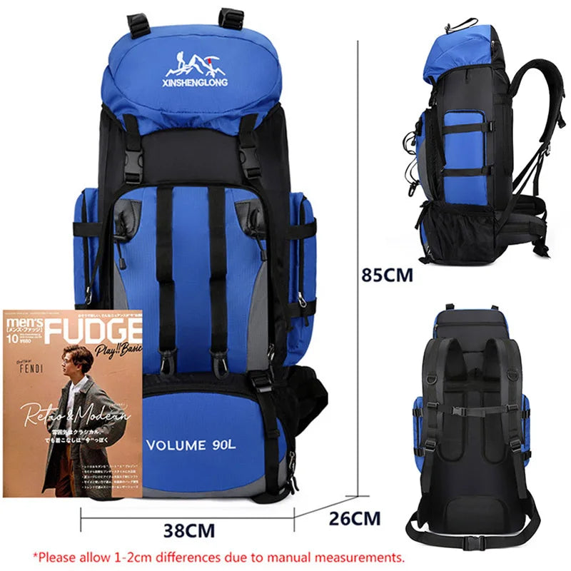 90L Waterproof Hiking & Camping Backpack - Large Capacity Trekking Rucksack