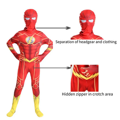 Boys Flash Cosplay Costume with Mask for Carnival Party