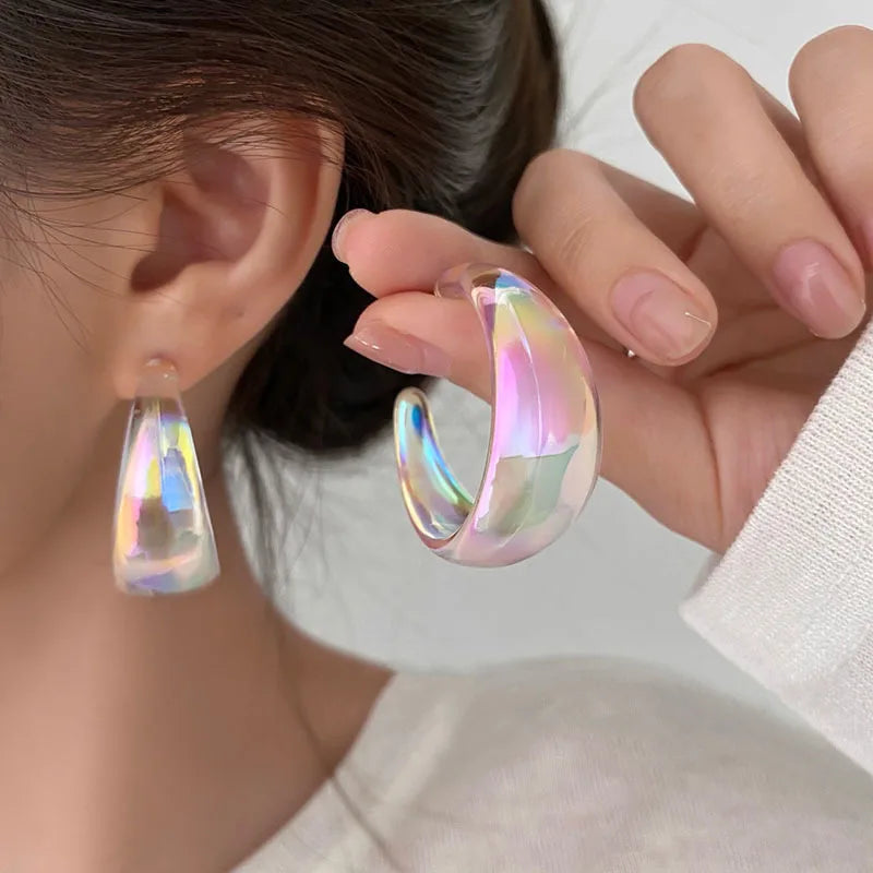 Korean Colorful Large Drop Earrings | Vintage Irregular Teardrop