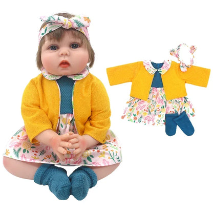 22" Baby Doll Girl Clothes Dress & Sock Set for 55CM Reborn Doll