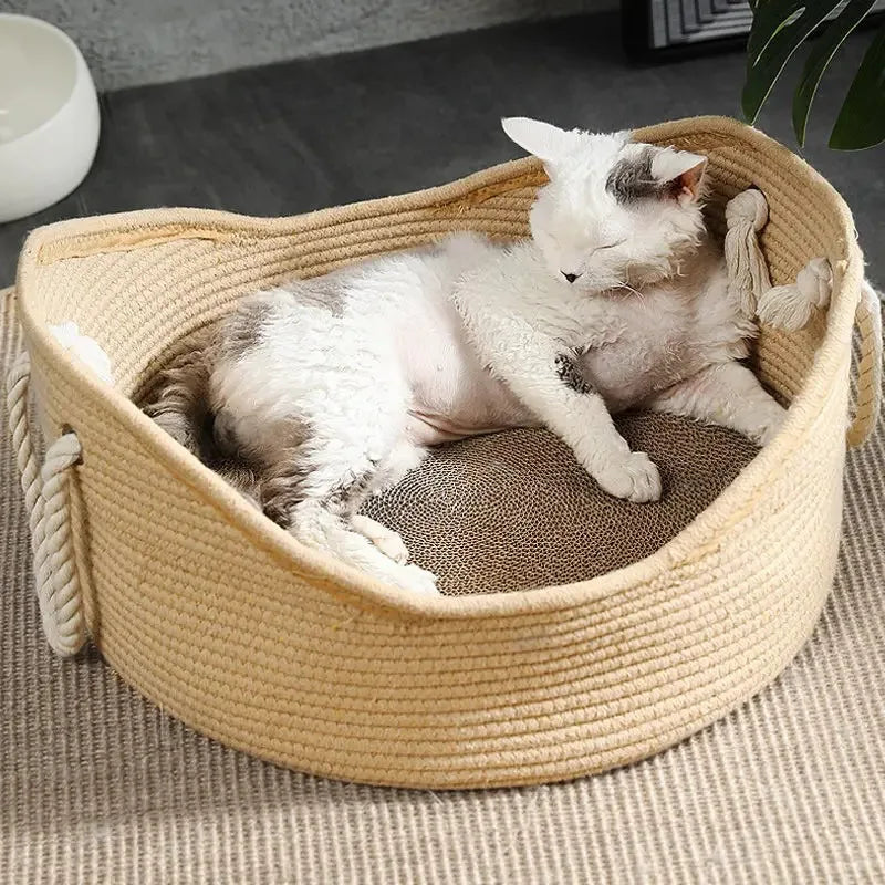 Handcrafted Rattan Cat Bed | Woven Cool Nest for Cats & Kittens