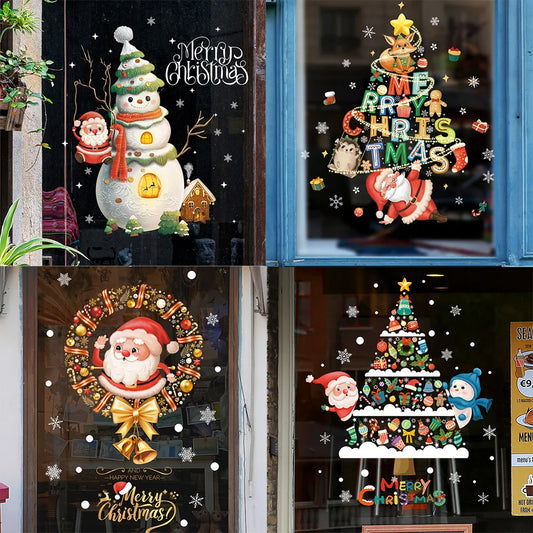 Santa & Snowman Christmas Window Stickers –Wall Decals