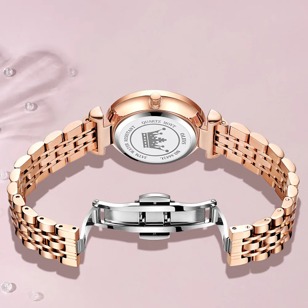 Luxury Women’s Quartz Watch with Stainless Steel Band