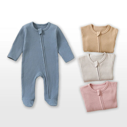 Organic Cotton Baby Romper – Soft Zipper Footed Pajamas