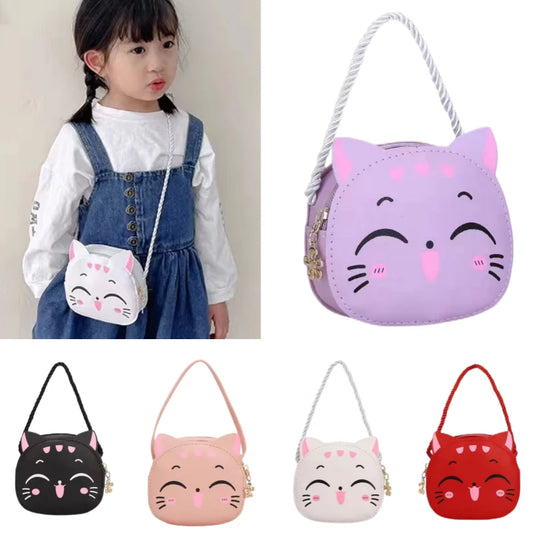 Cute Cat Crossbody Bag for Kids - Fashionable Mini Shoulder Bags