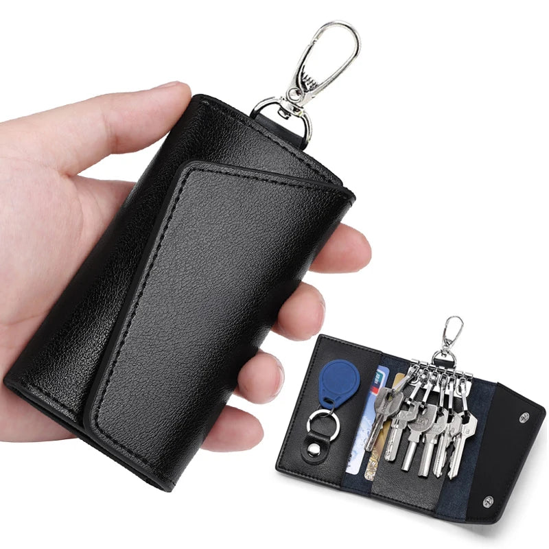 Portable Leather Housekeeper Keychain Holder