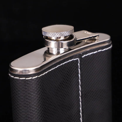 7oz Leather Cover Hip Flask – Stainless Steel Liquor Flask Gift