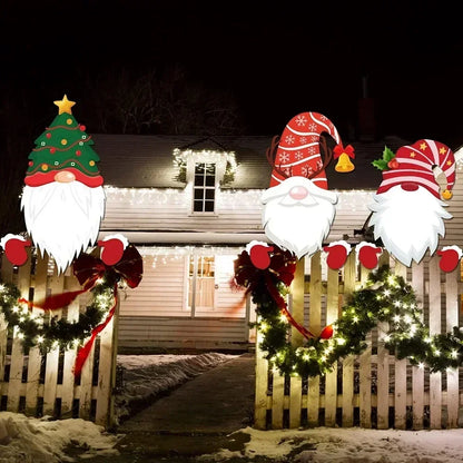 Christmas Fence Decoration – Cute Santa Claus Yard Signs