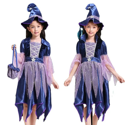 4-Piece Evil Villain Witch Costume Set for Girls