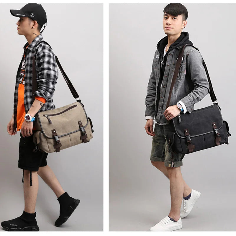 Men’s Canvas Shoulder Bag | Male Crossbody Sling Bag