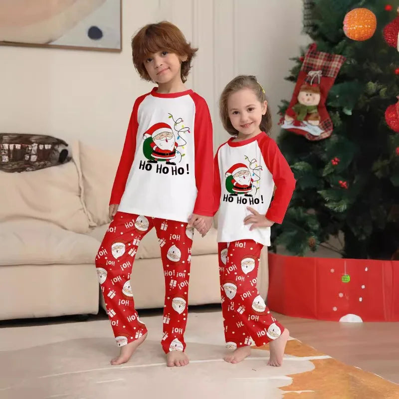 Family Matching Santa Claus HO Letter Print Pajama Set