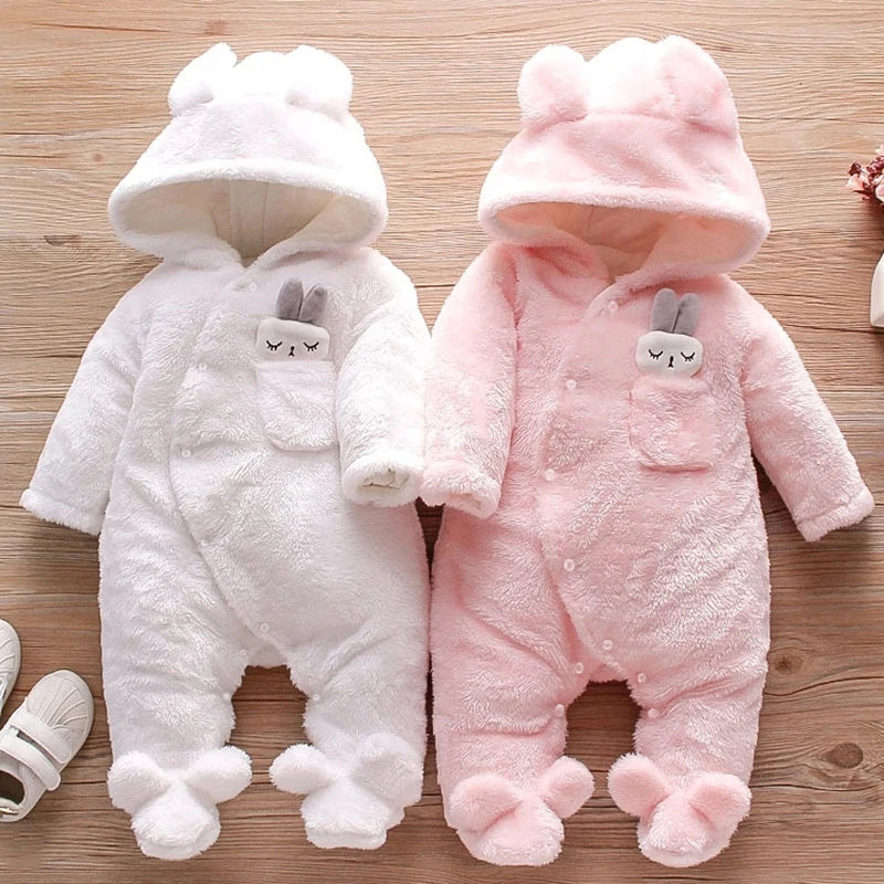 Warm Plush Climbing Clothes for Babies | Cute Cartoon Dog & Rabbit Designs