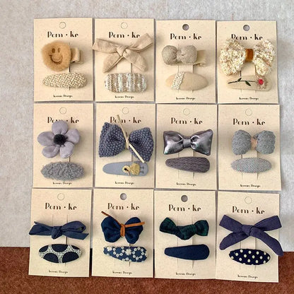 2PC Fashion Cotton Jeans Fabric Bow Hair Clips