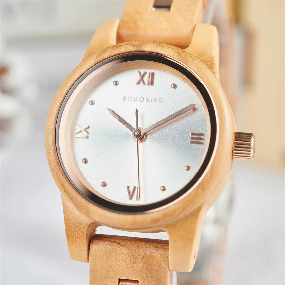 Elegant Women's Wooden Quartz Watch with Gift Box