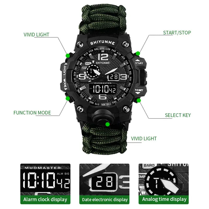 Outdoor Survival Watch – Waterproof Military Tactical Paracord Watch