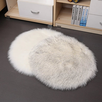 35 cm Faux Fur Round Pillow Cushion | Soft Chair Seat & Home Decor Mat