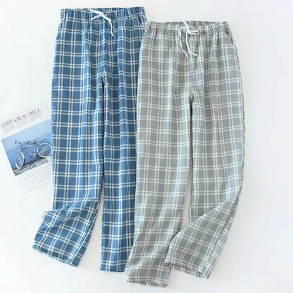 Cotton Gauze Plaid Sleep Pants