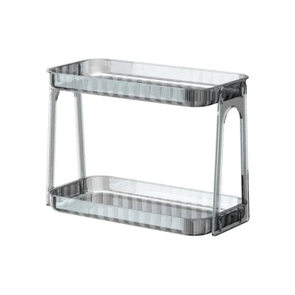 Bathroom Makeup Organizer - Large Capacity 2-Layer Transparent Cosmetic Rack