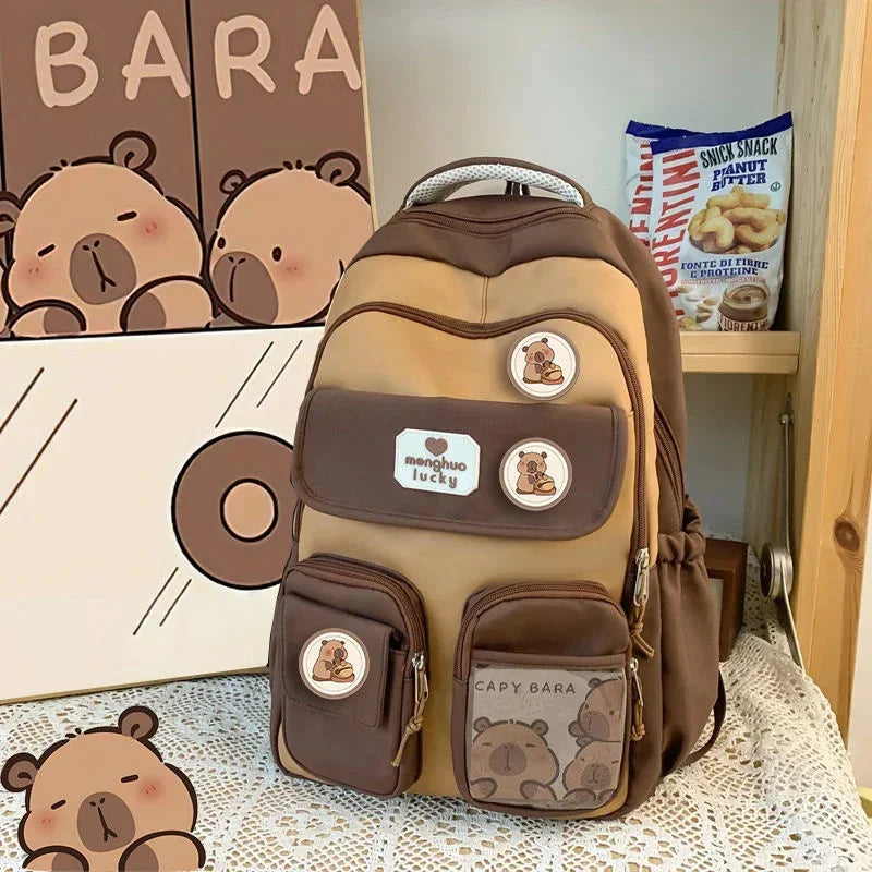 Capybara Backpack | Cute Plush Schoolbag with Large Capacity