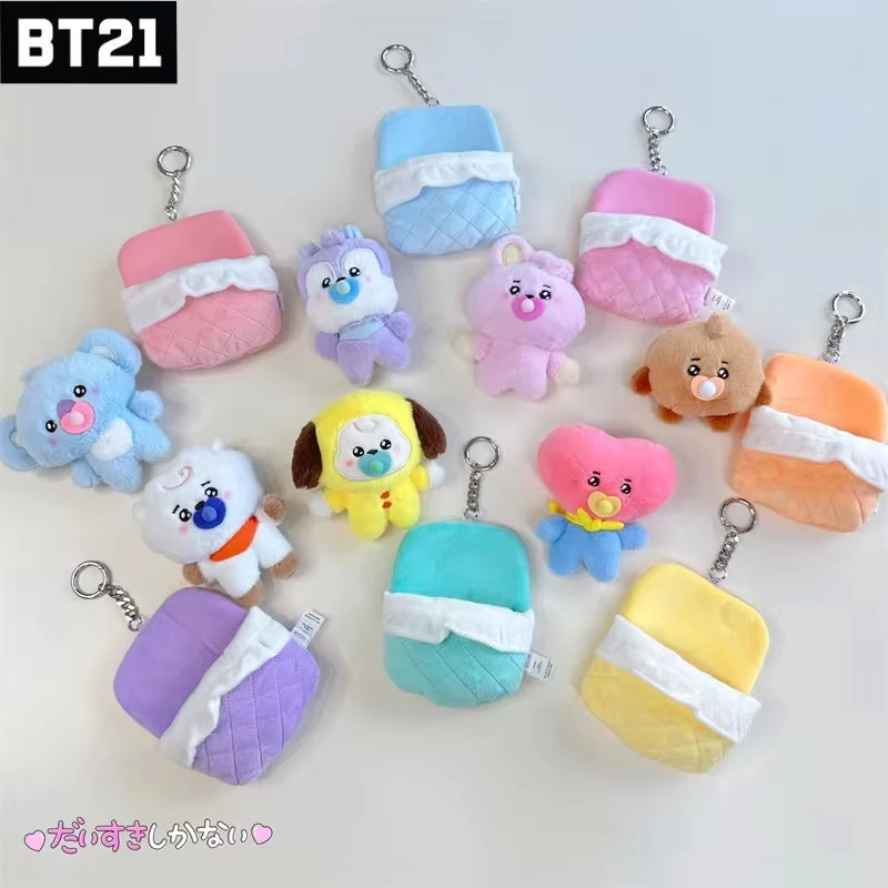 Bt21 13cm Cooky Chimmy Mini Sleeping Bag Plush Keychain