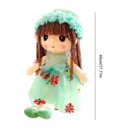 Handmade Plush Rag Doll with Hat & Skirt for Kids