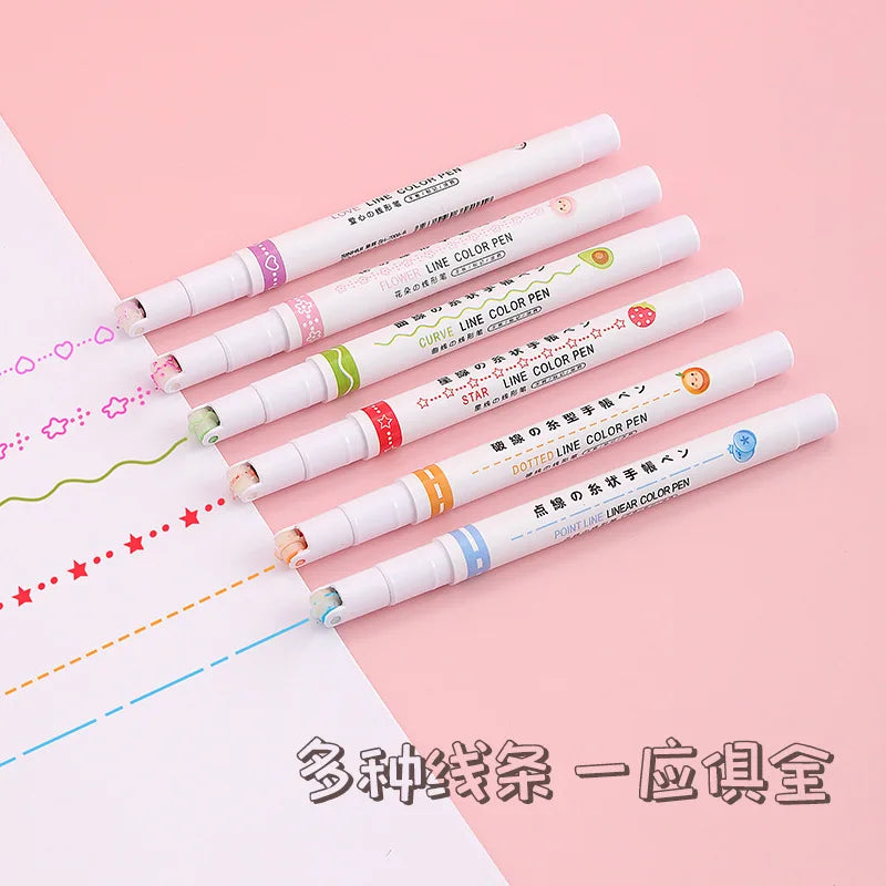 Curve Wave Line Art Marker Pens Set