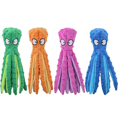 Octopus Squeaky Plush Chew Toy - Crinkle, Interactive Dog Toy